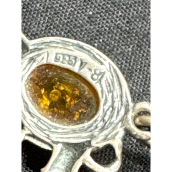 Baltic Honey Amber Lucky Elephant Sterling Silver 7" Bracelet - Picture 8 of 9
